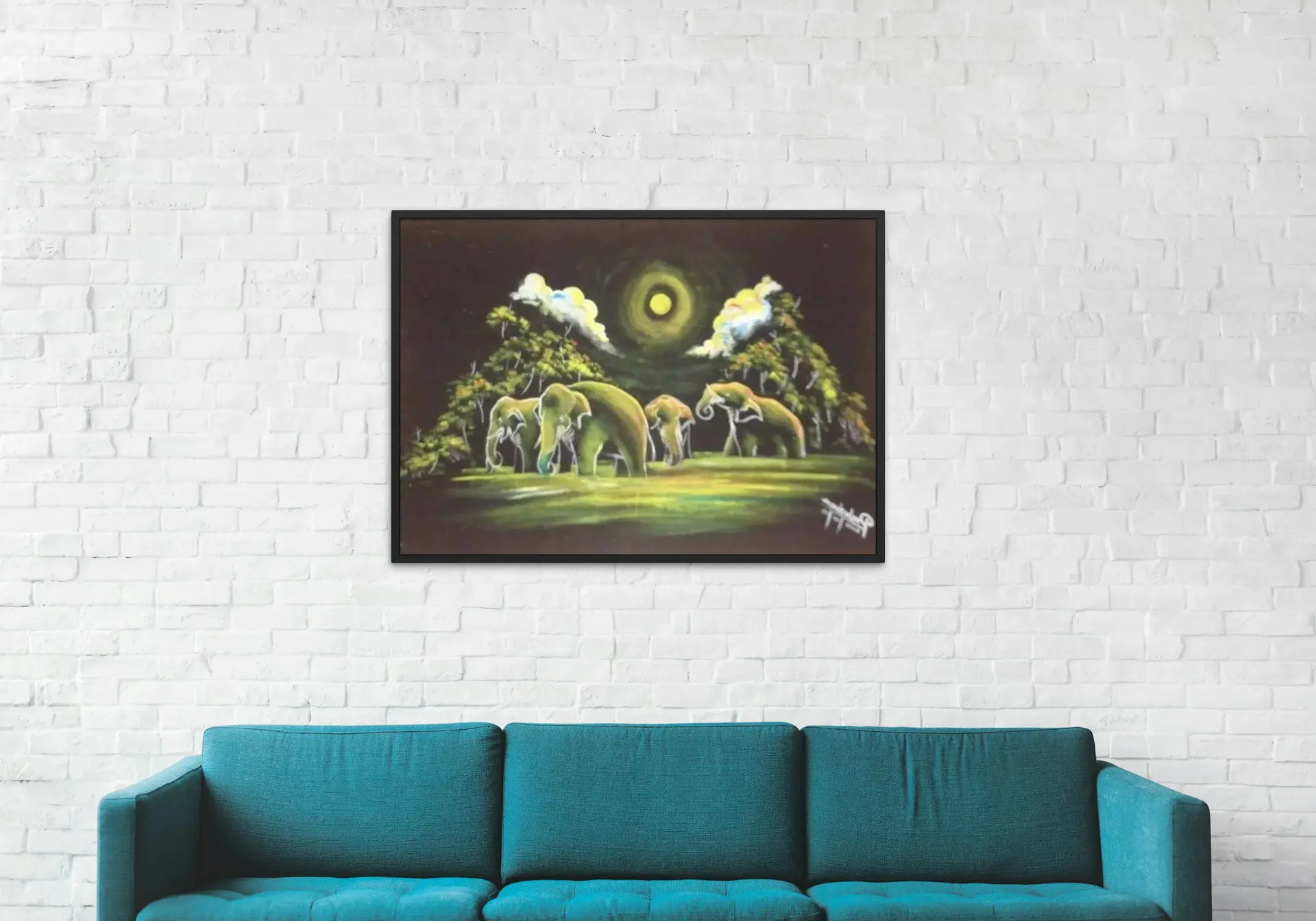 A herd of elephants — Renaissance Oil Painting